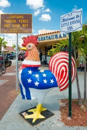 MIAMI,USA - MAY 19,2014 : Symbolic rooster sculpture with the co