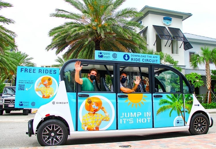 Free rides on electric shuttles in Pompano