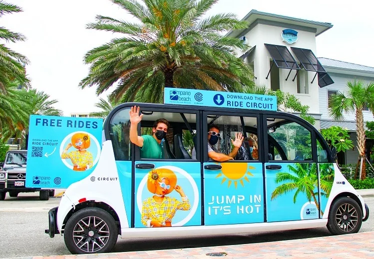 Free rides on electric shuttles in Pompano