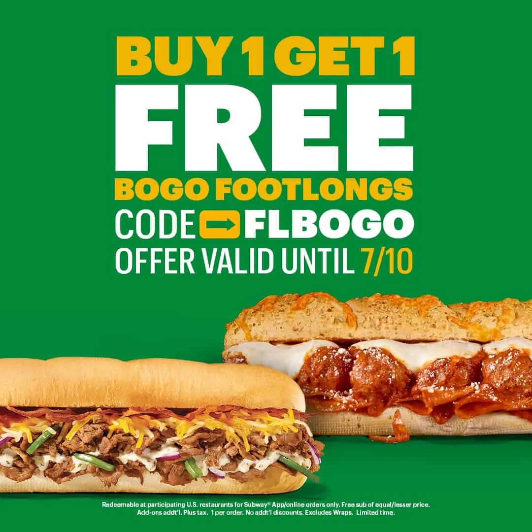 Subway offers 2for1 footlong sub South Florida on the Cheap