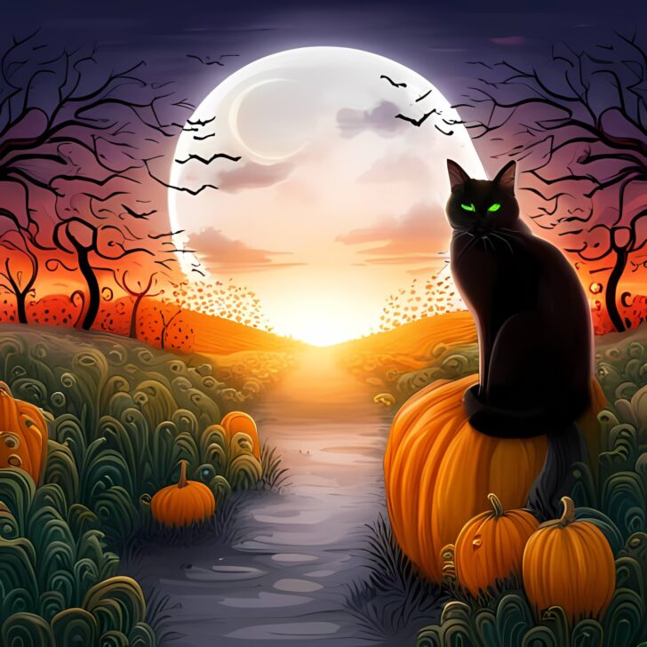 AI-generated black cat for halloween featured image only./ML