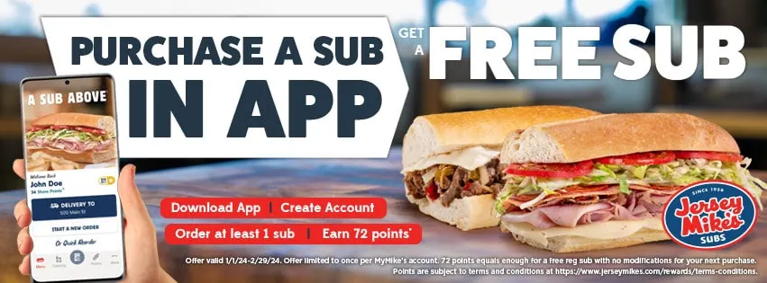 Free delivery hot sale jersey mike's