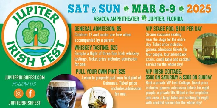 Jupiter Irish Fest, March 8-9, 2025