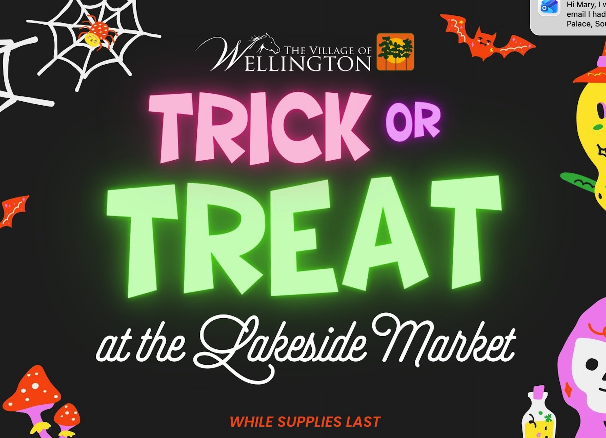 Trick or treat, free concert and Lakeside Market, Wellington, Oct. 30