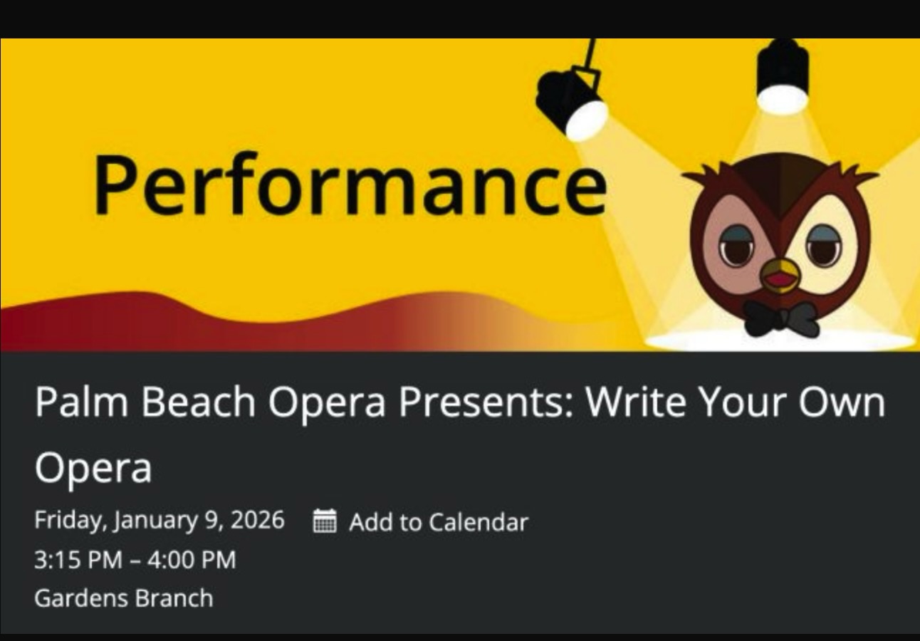 Ages 5-11 can 'Write your own opera,' Palm Beach Gardens, Jan. 6