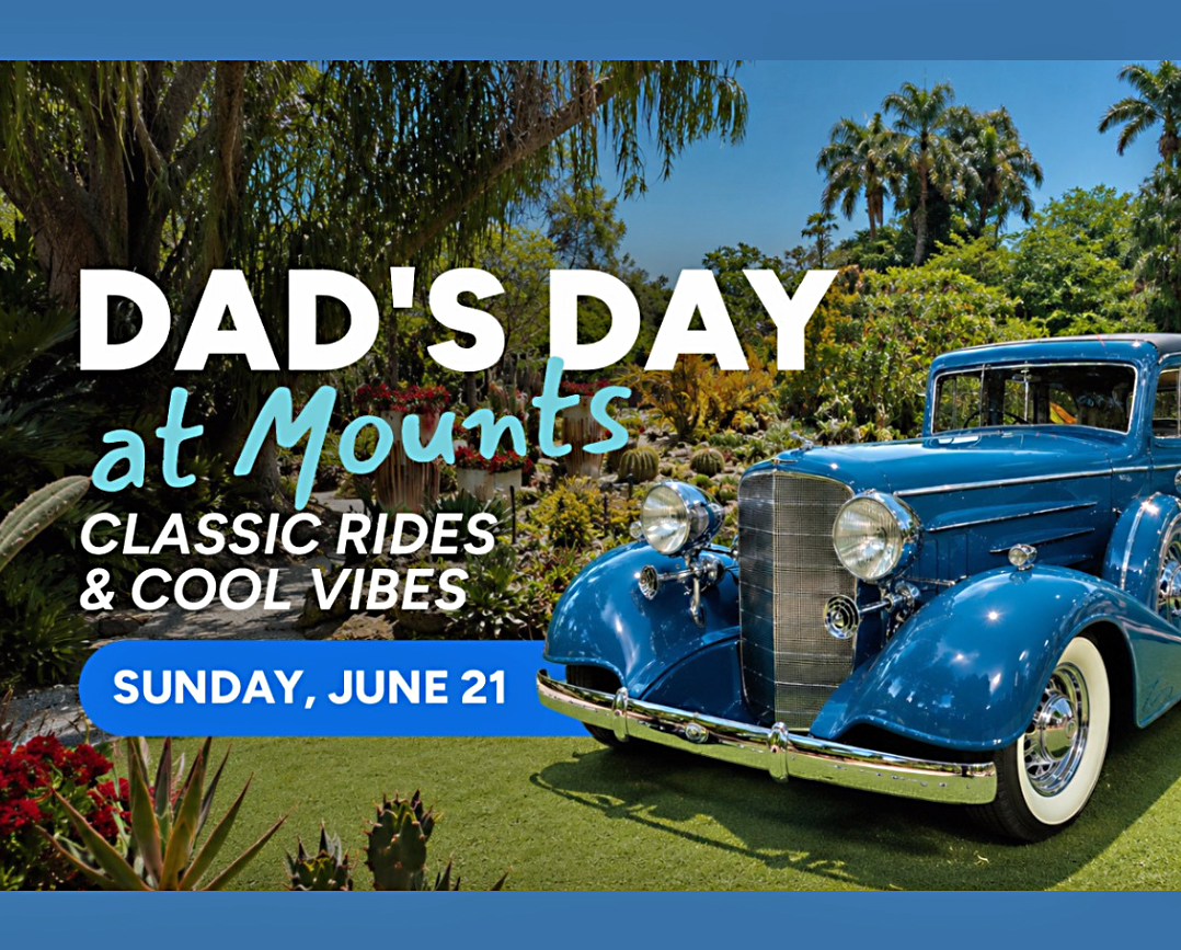 Free entry for dads on Father's Day with Car Show & Cookout at Mounts Botanical Garden