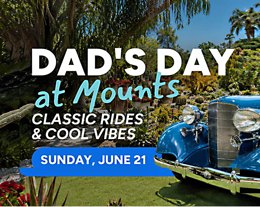 Free entry for dads on Father's Day with Car Show & Cookout at Mounts Botanical Garden