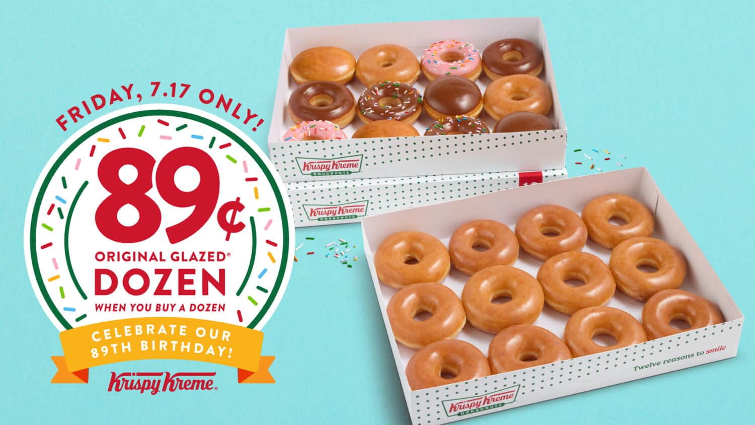 Krispy Kreme celebrates 89th birthday with dozen doughnuts for 89 cents, July 17