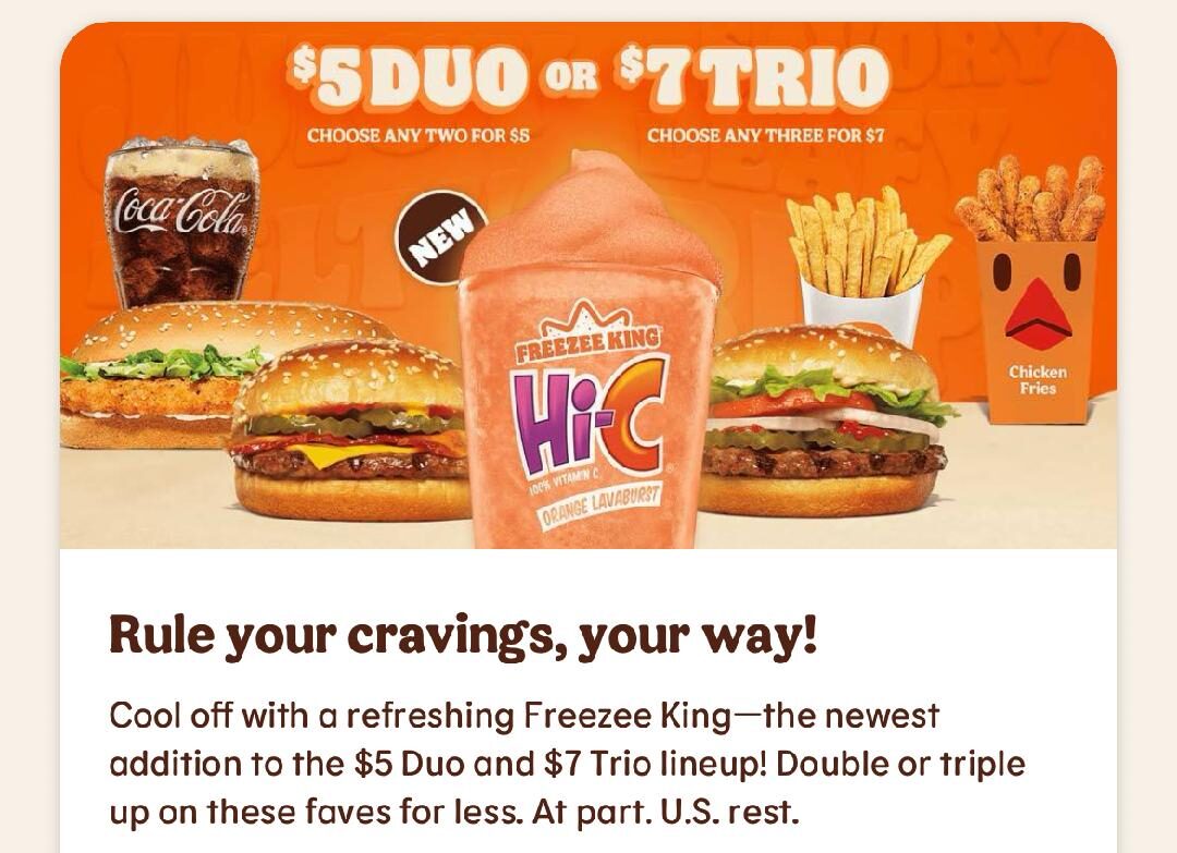 Burger King offers Duo and Trio meal deals — starting at just $5