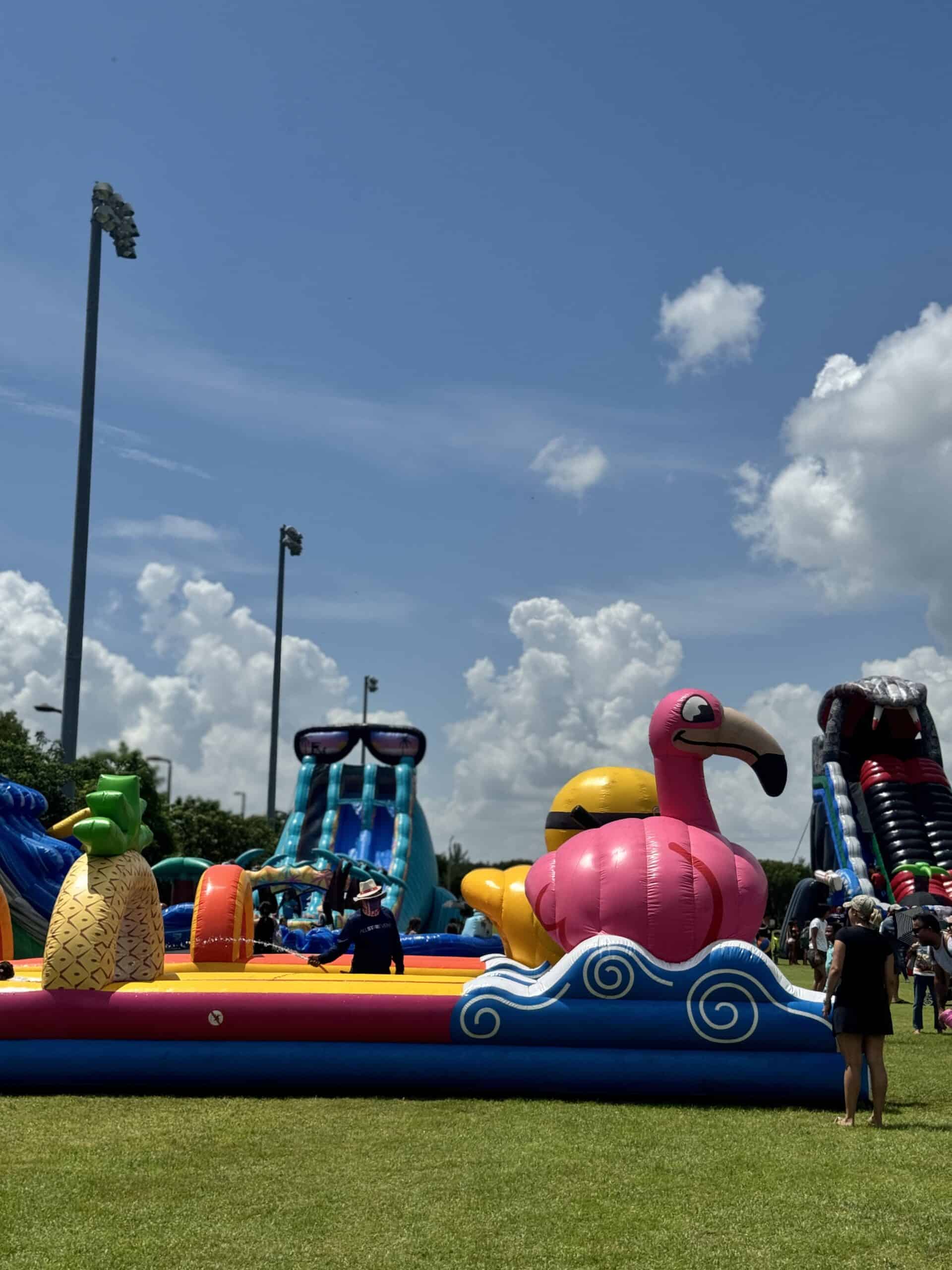 Waterslides featured at free Splash in the Pines event in the park in Pembroke Pines
