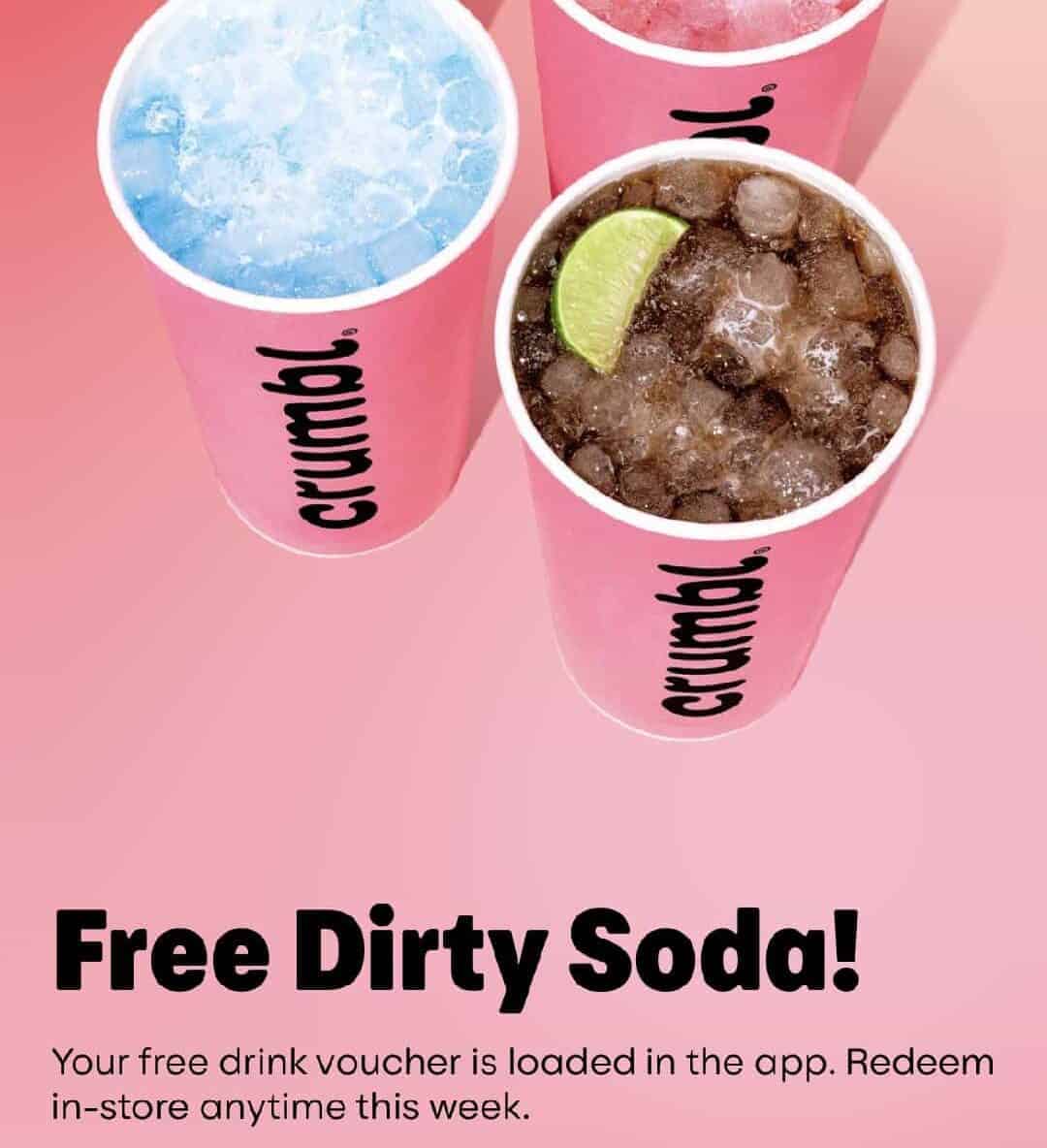 Sip on free Dirty Soda at Crumbl for a week