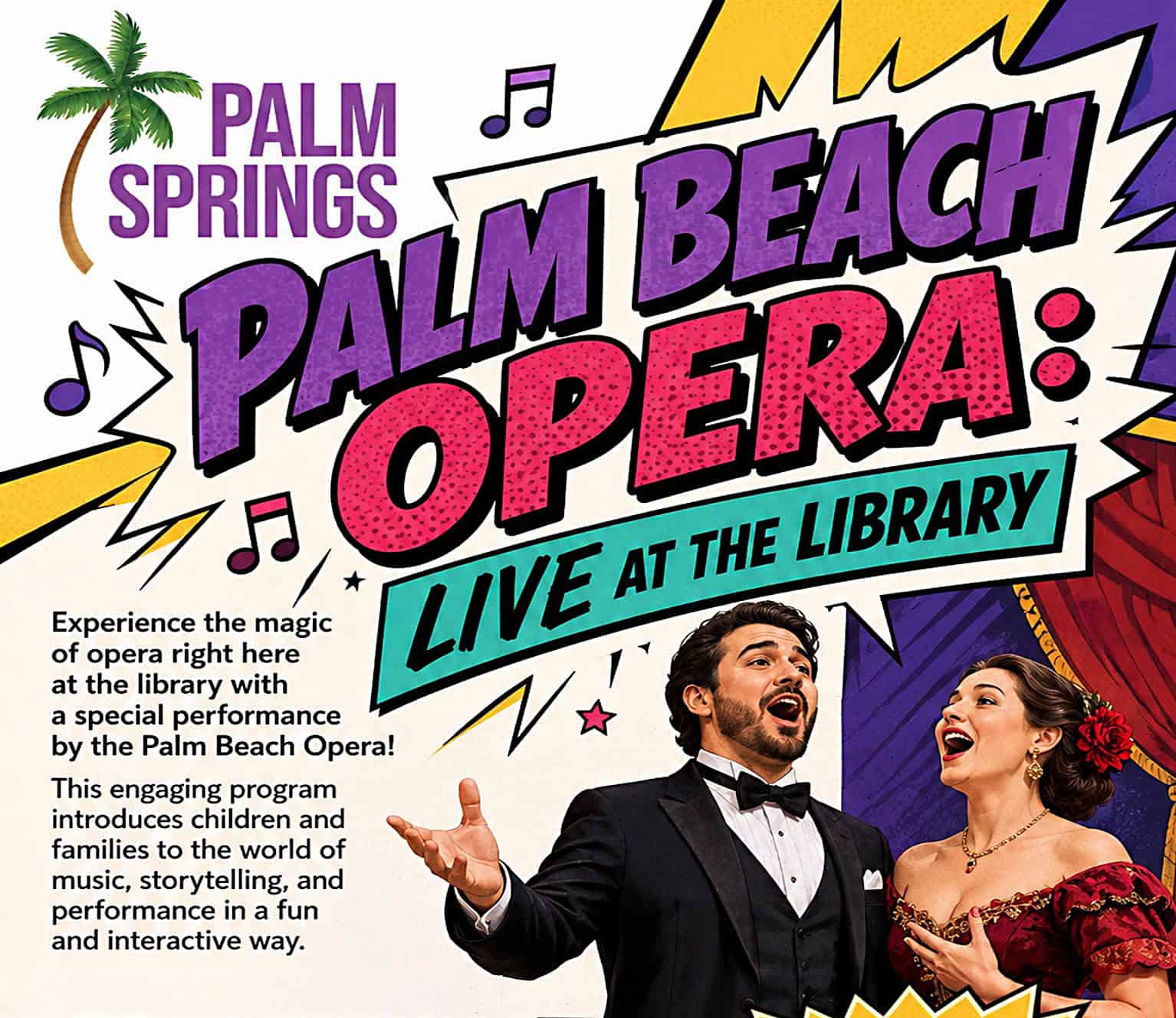 Palm Beach Opera at the Library, Palm Springs, Sept. 28 & Oct. 5